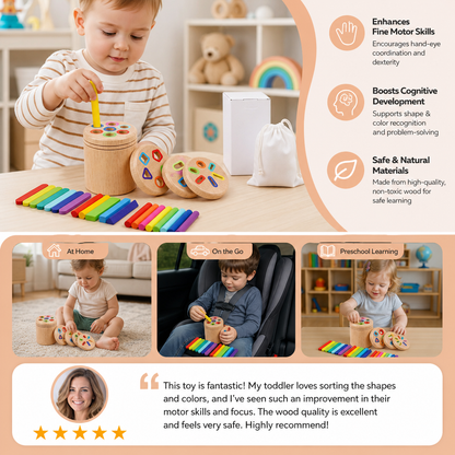 Montessori Wooden Colour & Shape Sorting Toy – Fine Motor Skills Learning Puzzle