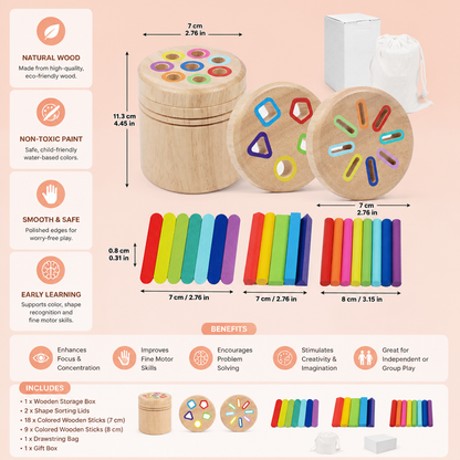 Montessori Wooden Colour & Shape Sorting Toy – Fine Motor Skills Learning Puzzle