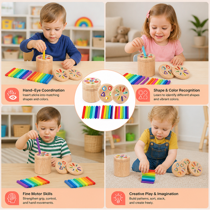 Montessori Wooden Colour & Shape Sorting Toy – Fine Motor Skills Learning Puzzle