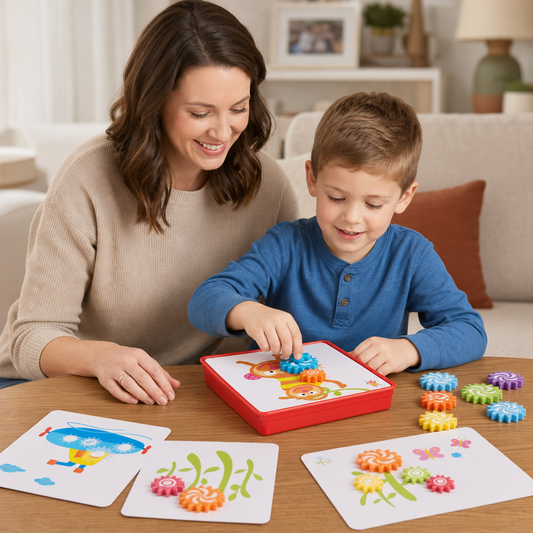 Creative Gear Puzzle Board Travel Box with Activity Cards for Kids