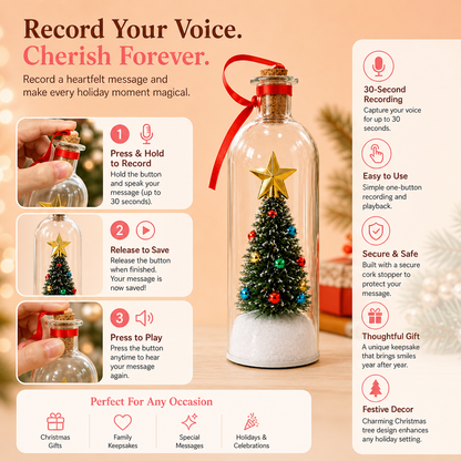 Recordable Christmas Message-in-a-Bottle Ornament with Voice Playback