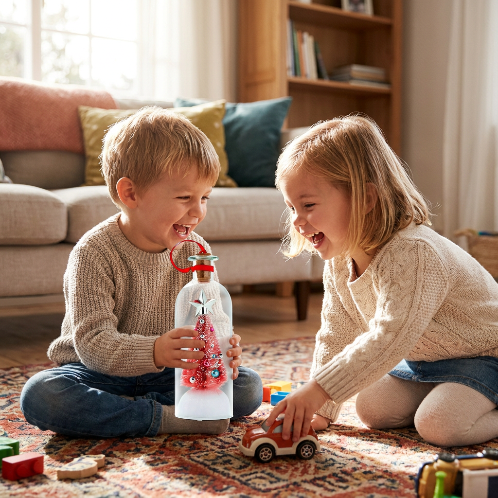 Recordable Christmas Message-in-a-Bottle Ornament with Voice Playback