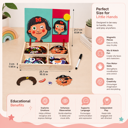 Magnetic Wooden Dress-Up & Matching Puzzle Board – Creative Learning Toy