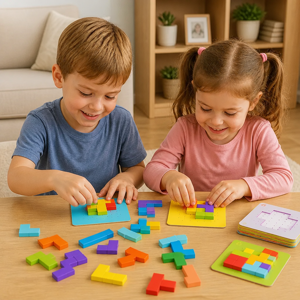 Wooden  Shape Matching Puzzle Family Game