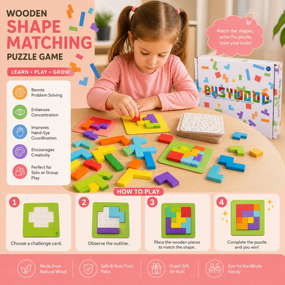Wooden  Shape Matching Puzzle Family Game