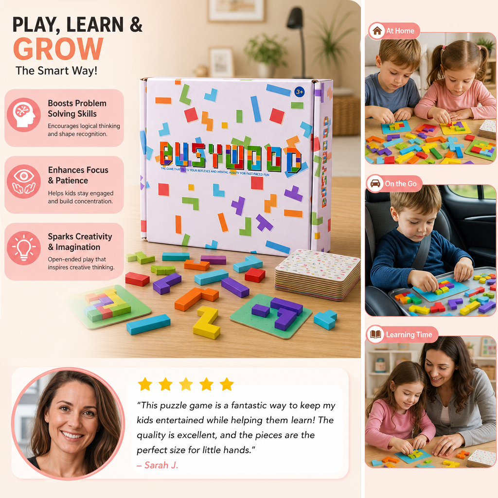 Wooden  Shape Matching Puzzle Family Game