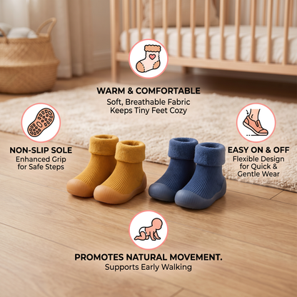 Warm Baby Walking Sock Shoes with Soft Non-Slip Soles