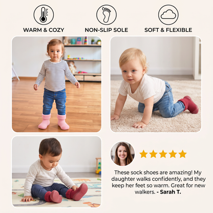 Warm Baby Walking Sock Shoes with Soft Non-Slip Soles