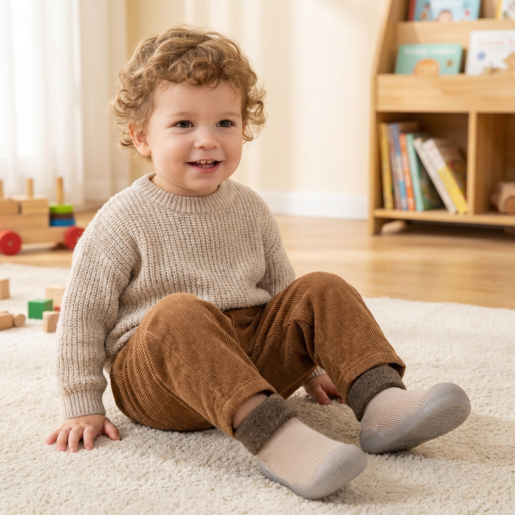 Warm Baby Walking Sock Shoes with Soft Non-Slip Soles