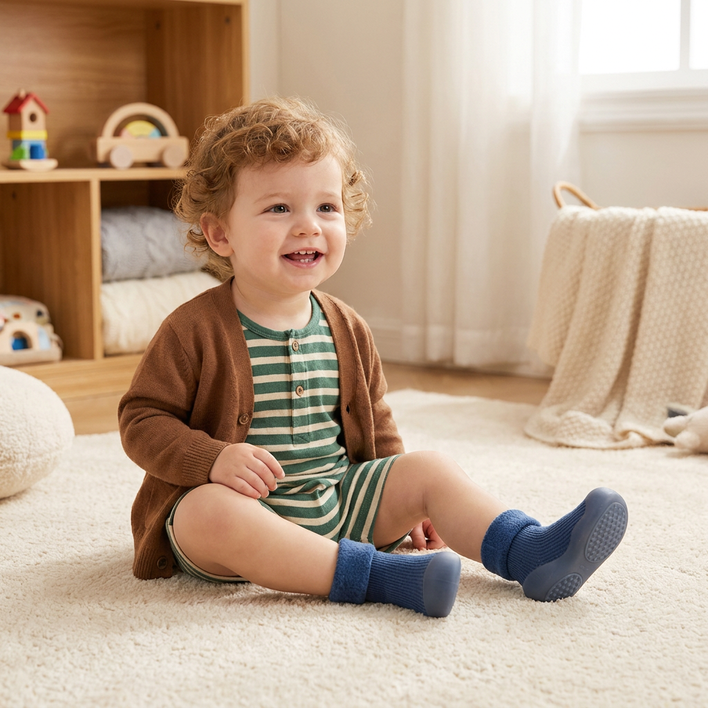 Warm Baby Walking Sock Shoes with Soft Non-Slip Soles