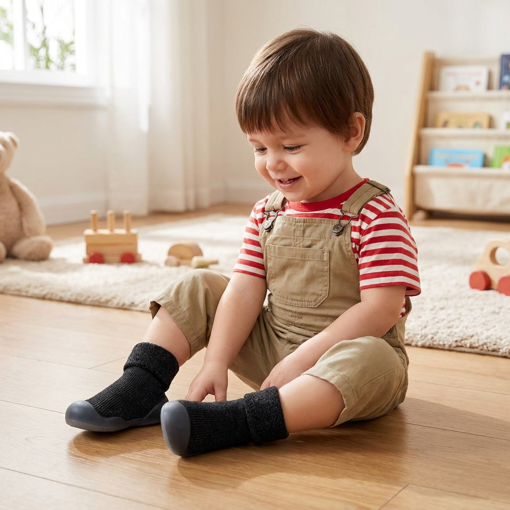 Warm Baby Walking Sock Shoes with Soft Non-Slip Soles