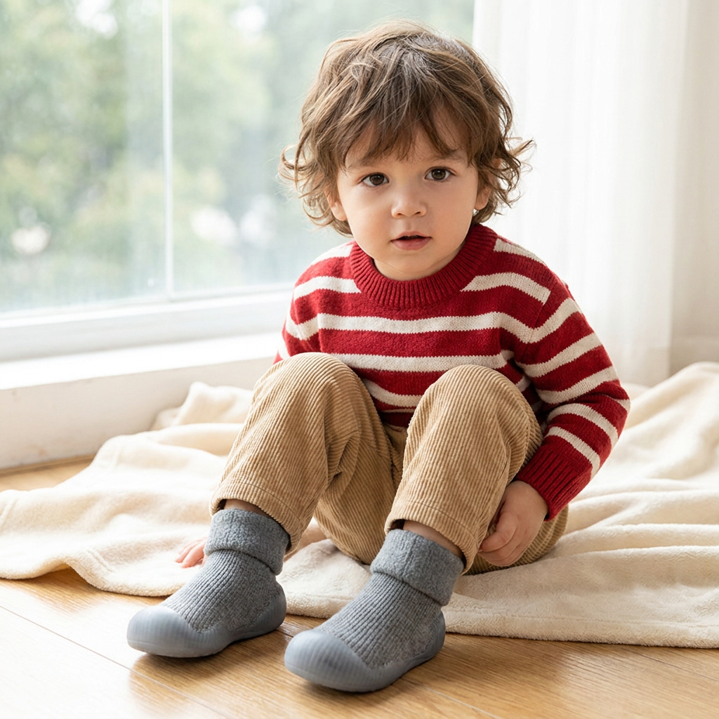 Warm Baby Walking Sock Shoes with Soft Non-Slip Soles