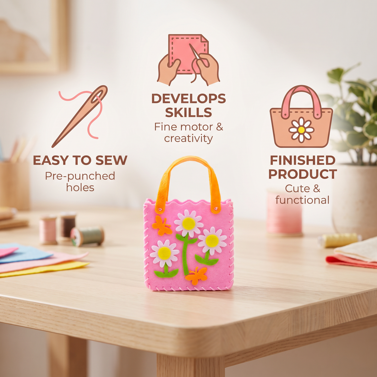 DIY Cute Felt Handbag Sewing Craft Kit for Kids