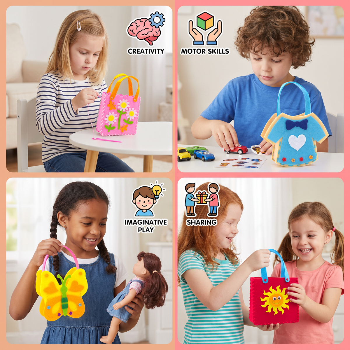 DIY Cute Felt Handbag Sewing Craft Kit for Kids
