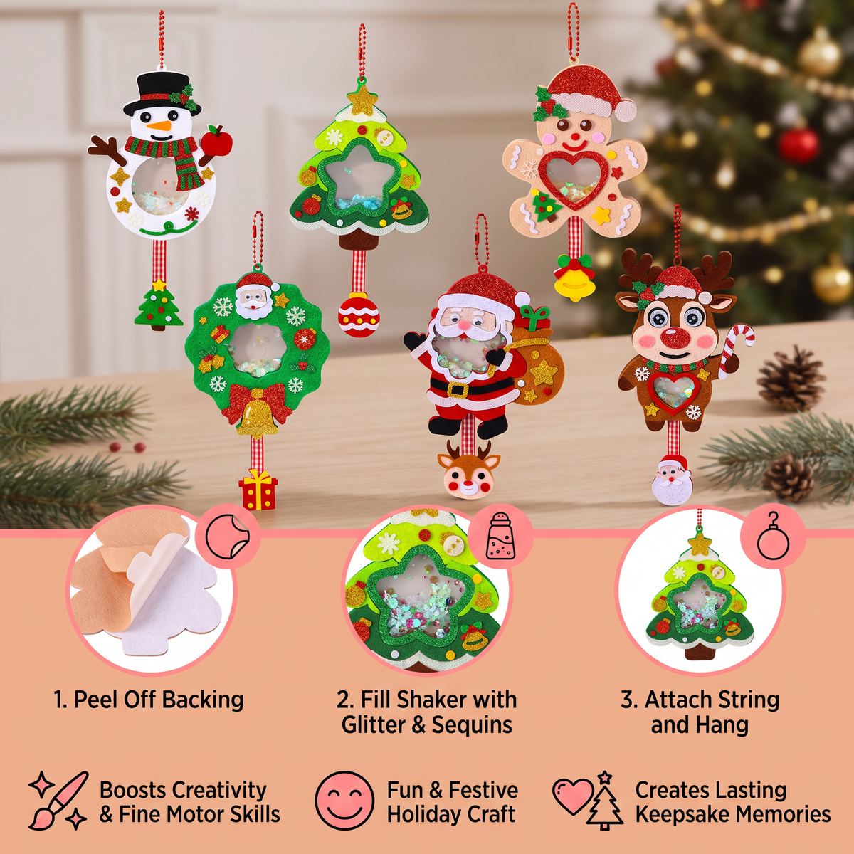 DIY Christmas Shaker Ornament Craft Kit for Kids