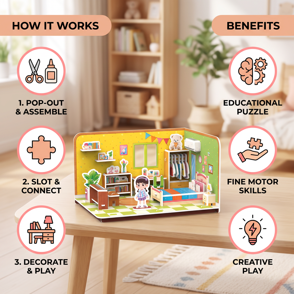 3D DIY Playroom Building Kit – Educational Puzzle & Craft Set