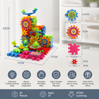 81-Piece STEM Gear Building Set – Interlocking Engineering Blocks for Kids