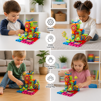 81-Piece STEM Gear Building Set – Interlocking Engineering Blocks for Kids