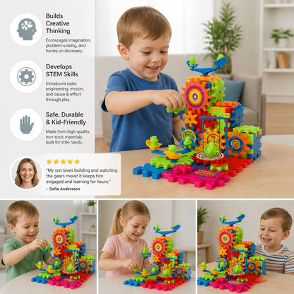 81-Piece STEM Gear Building Set – Interlocking Engineering Blocks for Kids