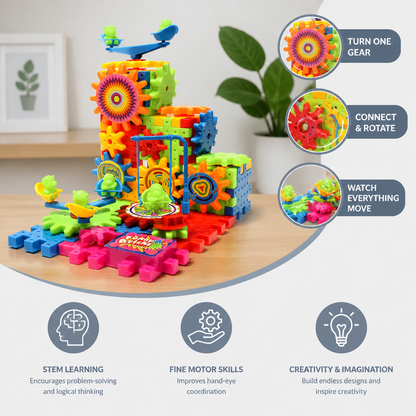 81-Piece STEM Gear Building Set – Interlocking Engineering Blocks for Kids