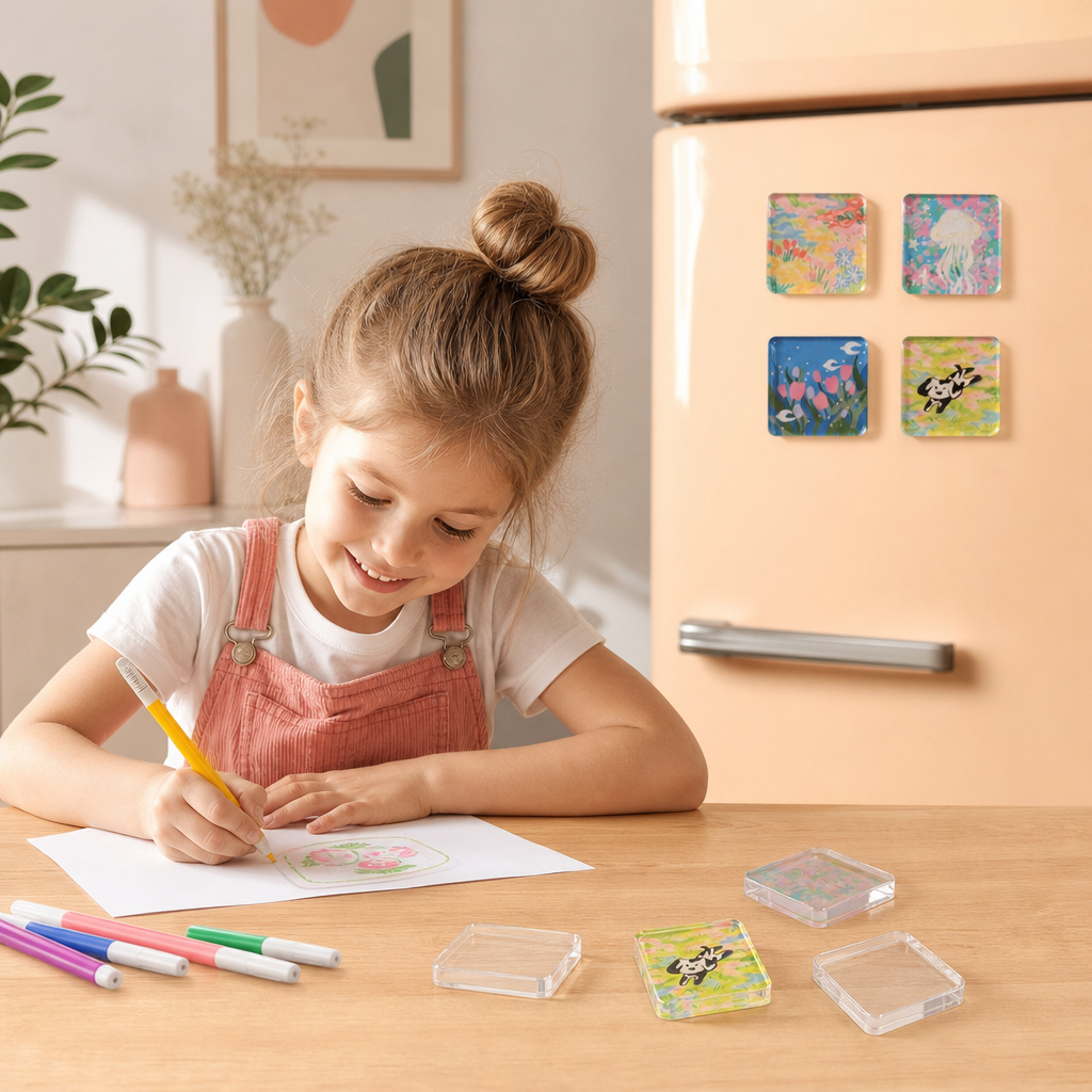 Clear Acrylic Magnetic Photo Frames with Adhesive Backing