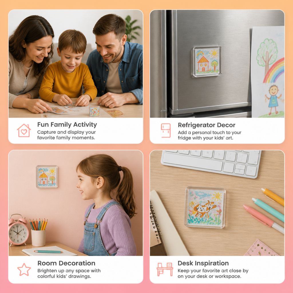 Clear Acrylic Magnetic Photo Frames with Adhesive Backing