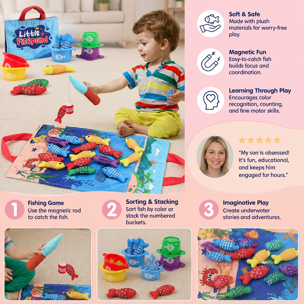 Montessori Plush Fishing Bond Toy