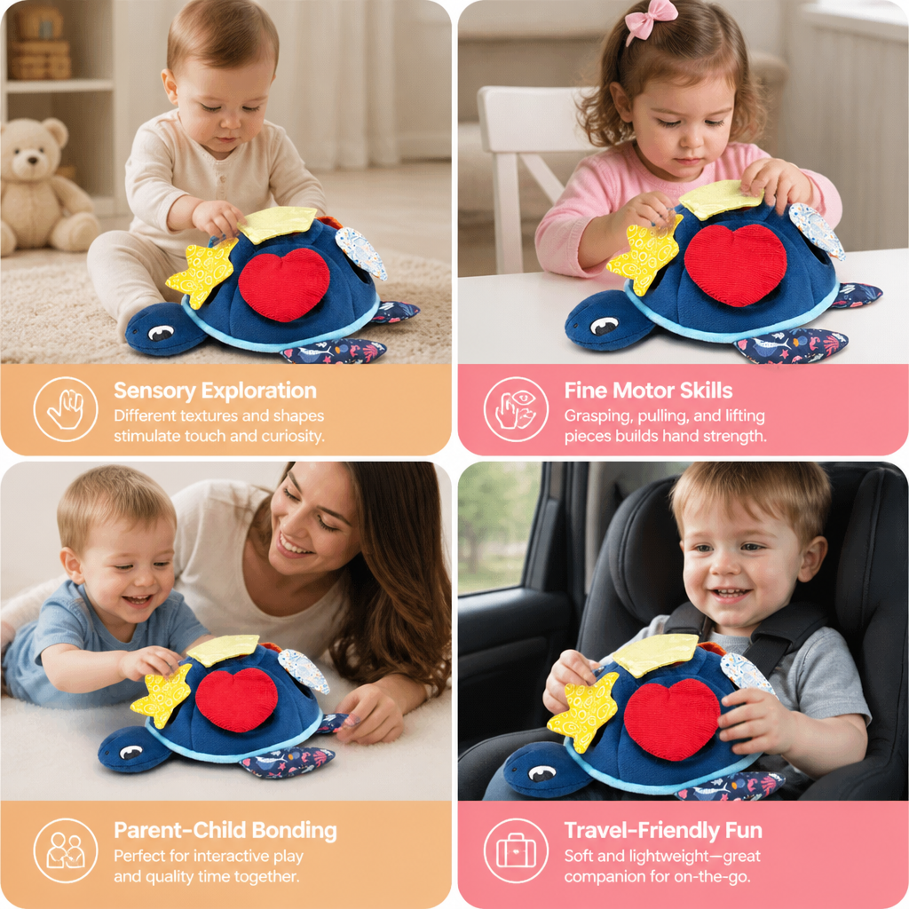Montessori Turtle Activity Toy – Soft Sensory Play for Kids