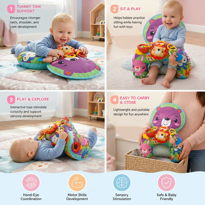 Baby Training Pillow for Tummy Time with Play Arch – Supports Sensory Development & Early Growth