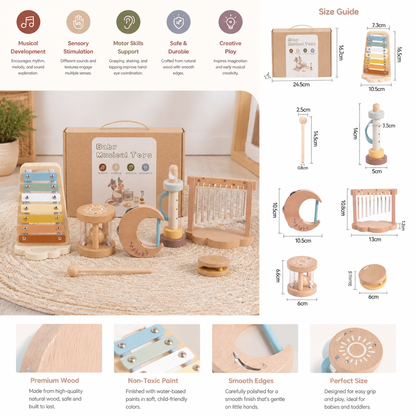 6-Piece Wooden Baby Musical Instrument Set – Sensory Sound & Music Toy