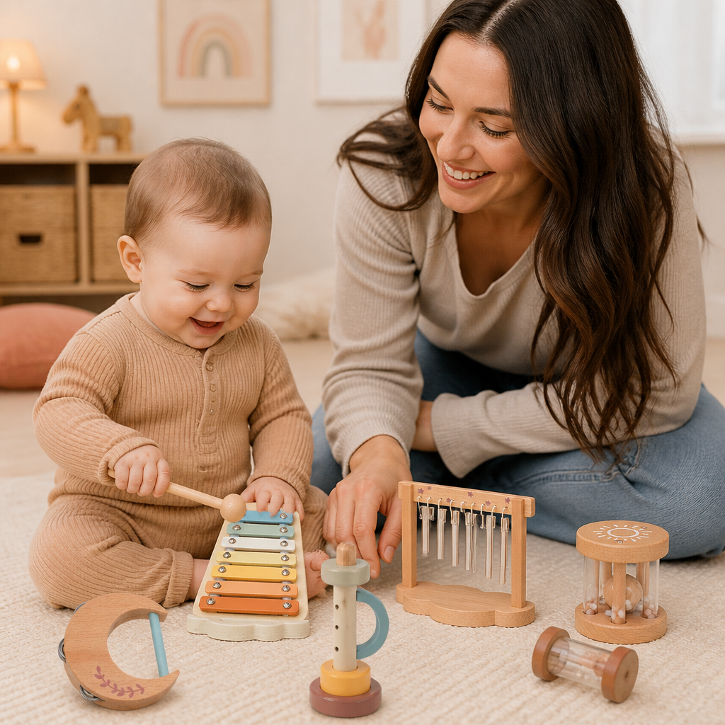 6-Piece Wooden Baby Musical Instrument Set – Sensory Sound & Music Toy