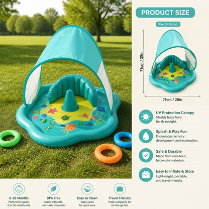 Inflatable Baby Splash Play Mat with Canopy – Water Play & Sun Protection for Toddlers