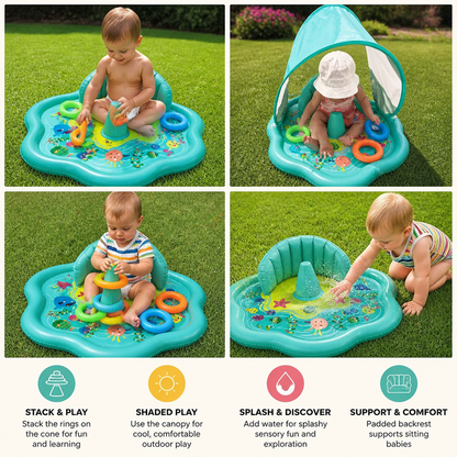 Inflatable Baby Splash Play Mat with Canopy – Water Play & Sun Protection for Toddlers