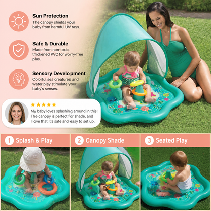 Inflatable Baby Splash Play Mat with Canopy – Water Play & Sun Protection for Toddlers