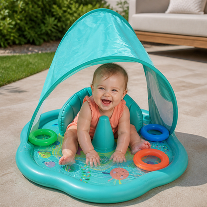 Inflatable Baby Splash Play Mat with Canopy – Water Play & Sun Protection for Toddlers