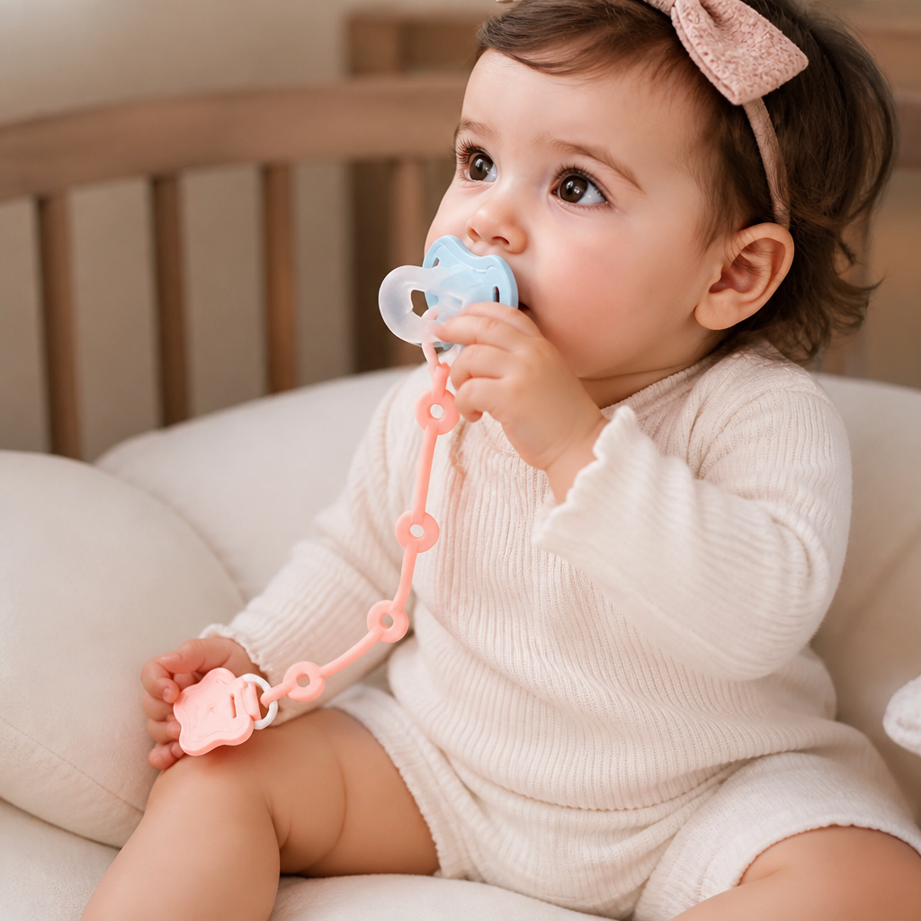 Silicone Baby Clip with Anti-Loss Protection – for Pacifiers & Toys (5 Pieces)