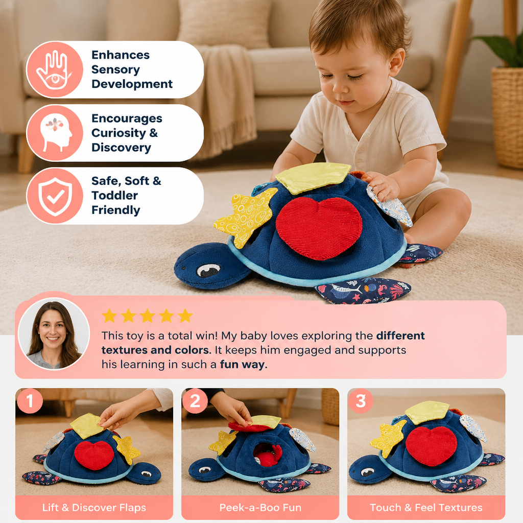 Montessori Turtle Activity Toy – Soft Sensory Play for Kids