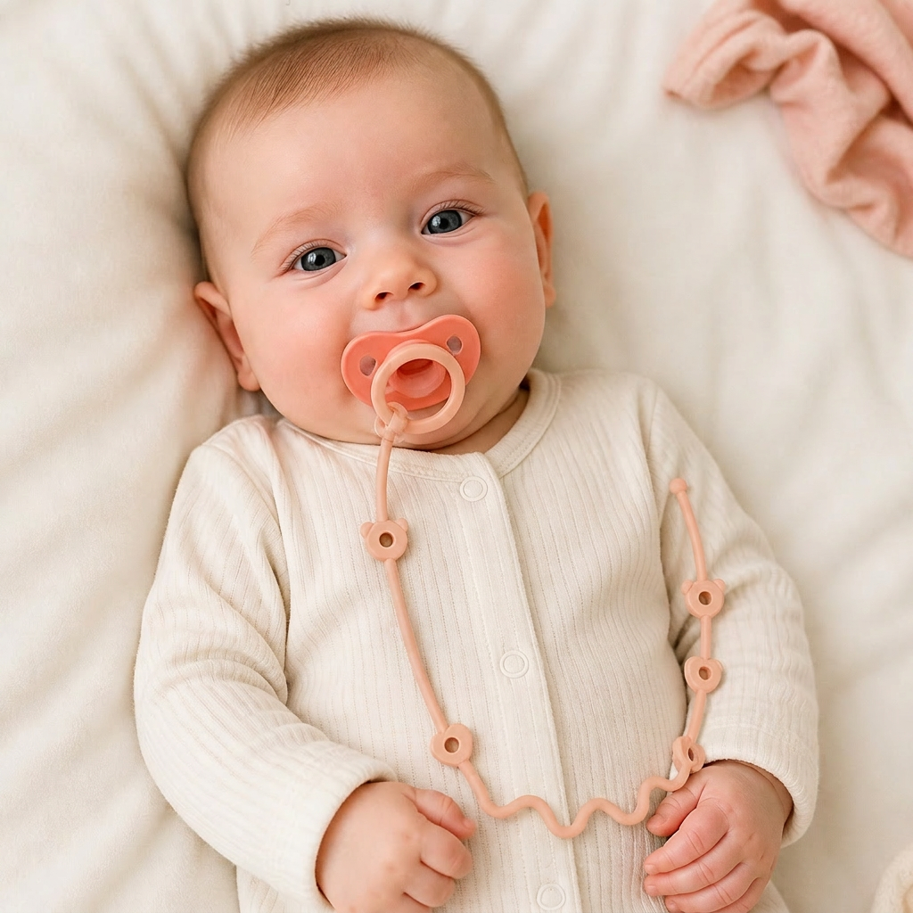 Silicone Baby Clip with Anti-Loss Protection – for Pacifiers & Toys (5 Pieces)