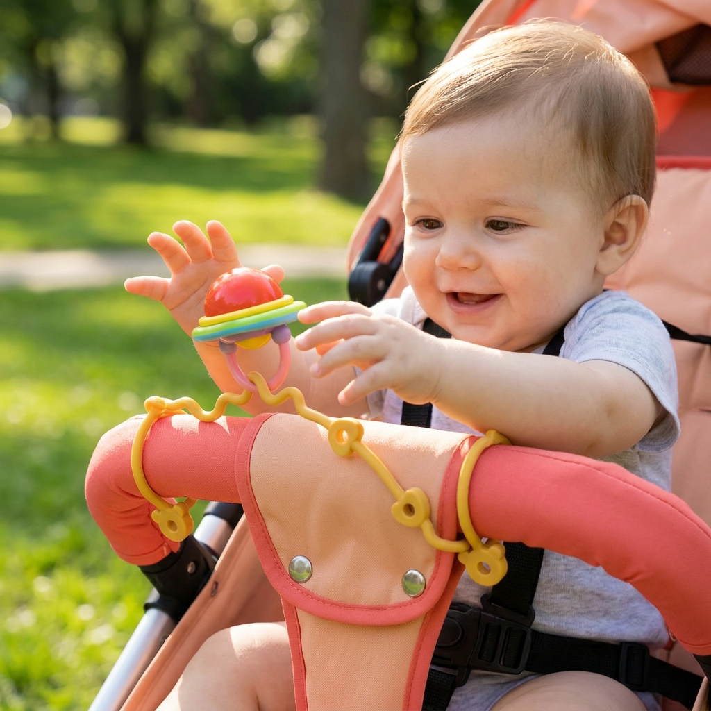 Silicone Baby Clip with Anti-Loss Protection – for Pacifiers & Toys (5 Pieces)