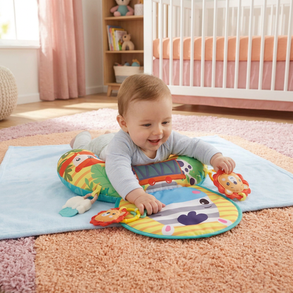 Baby Training Pillow for Tummy Time with Play Arch – Supports Sensory Development & Early Growth