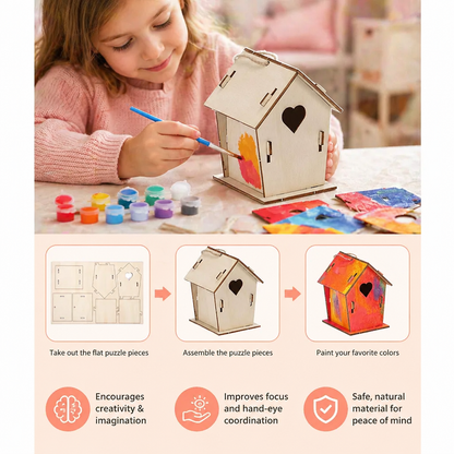 Colorful DIY Wooden Birdhouse Kit for Kids – Paint & Craft Set