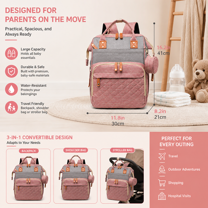 3-in-1 Travel Diaper Backpack with Foldable Baby Bed – Perfect for On-the-Go Parents