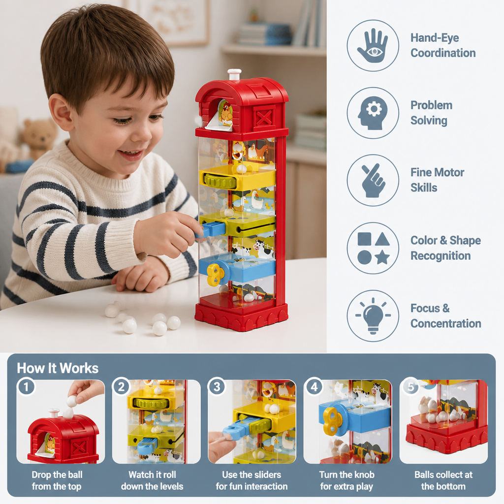 Interactive Farm Ball Run Toy for Fine Motor & Problem-Solving Skills