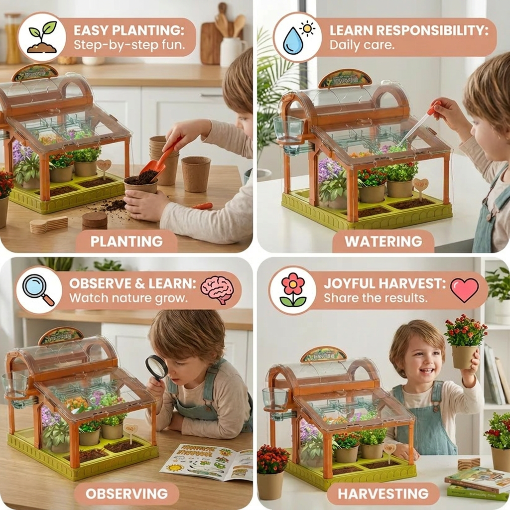 LED Acrylic Kids Greenhouse – Indoor Plant Growing Kit for Learning & Fun