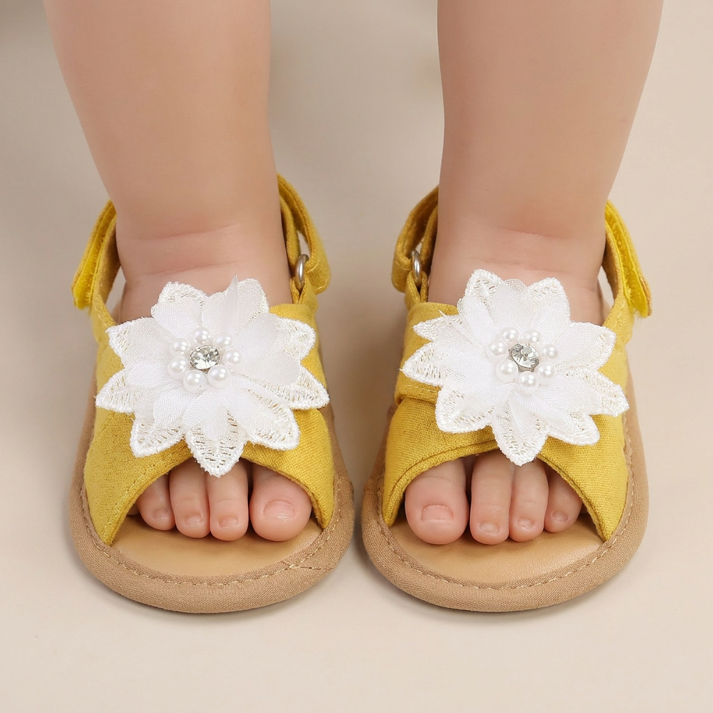 Chiffon Flower Flat Sandals