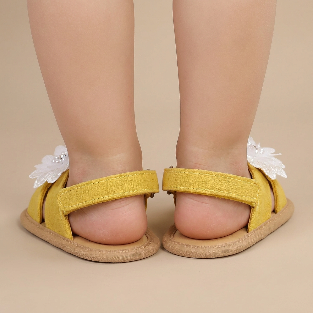 Chiffon Flower Flat Sandals