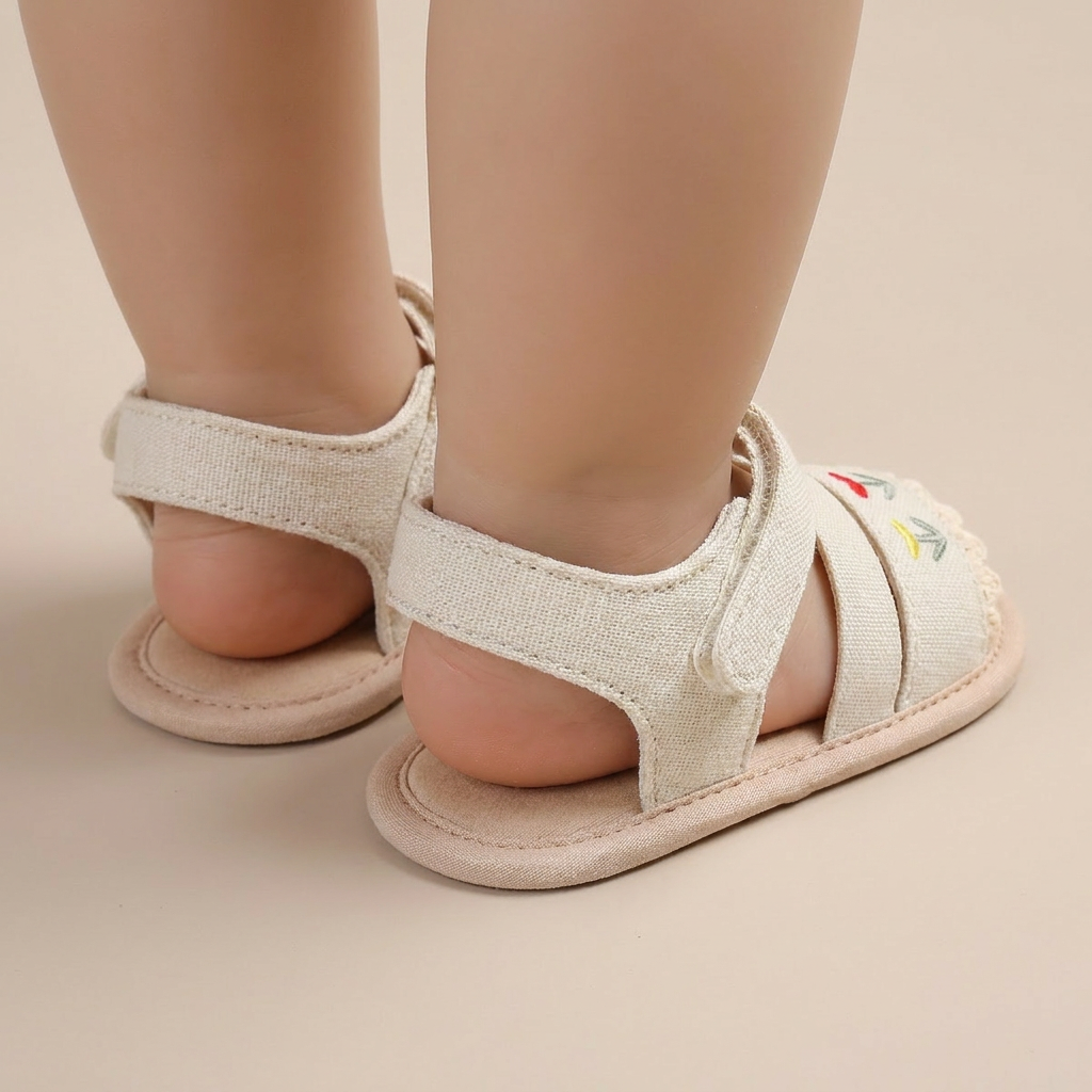Embroidered Ruffle Edge Sandals
