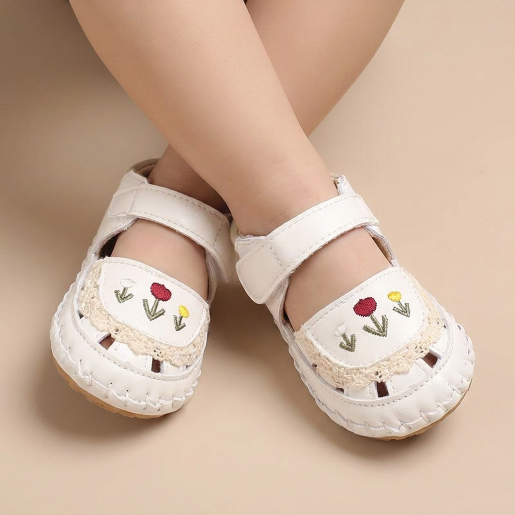Lace Trim Flower Sneaker Sandals