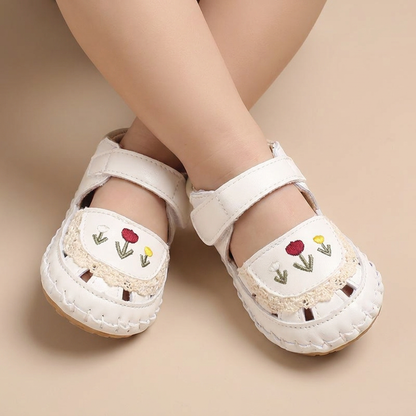 Lace Trim Flower Sneaker Sandals