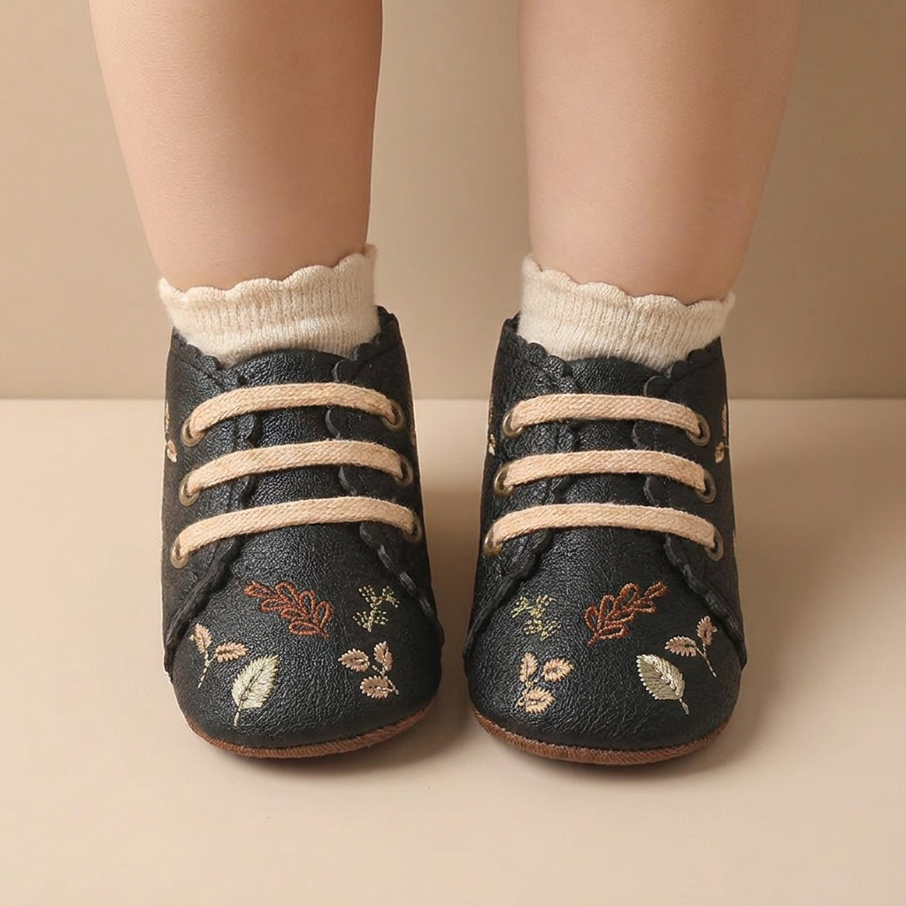 Leaf Print Lace-Up Sneaker Shoes